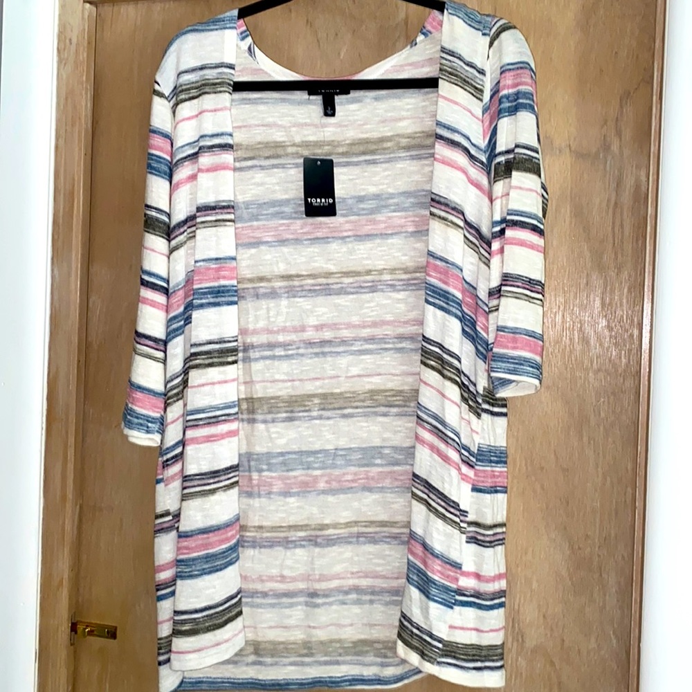 Torrid Multicolor Striped cardigan size 2